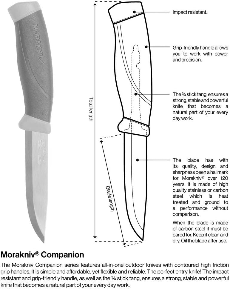 Amazon Com Morakniv Companion Heavy Duty Knife With Stainless Steel Blade 4 1 Inch Black Sports Outdoors