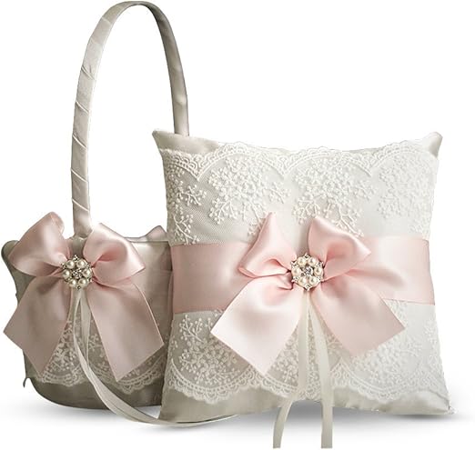 Amazon Com Alex Emotions Ivory Ring Bearer Pillow And Basket Set