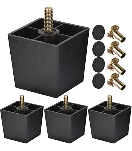Masendelk 1 Inch Black Plastic Furniture Legs - Pack Of 4, Round Tapered Screw-in Legs For Sofa, Couch, Table