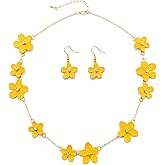 Tuliper Flower Floral Lucky Necklace Earring for Women,Gorgeous Crystal Dancing Party Bridal Elegant for Brides Necklaces Earrings Jewelry Set