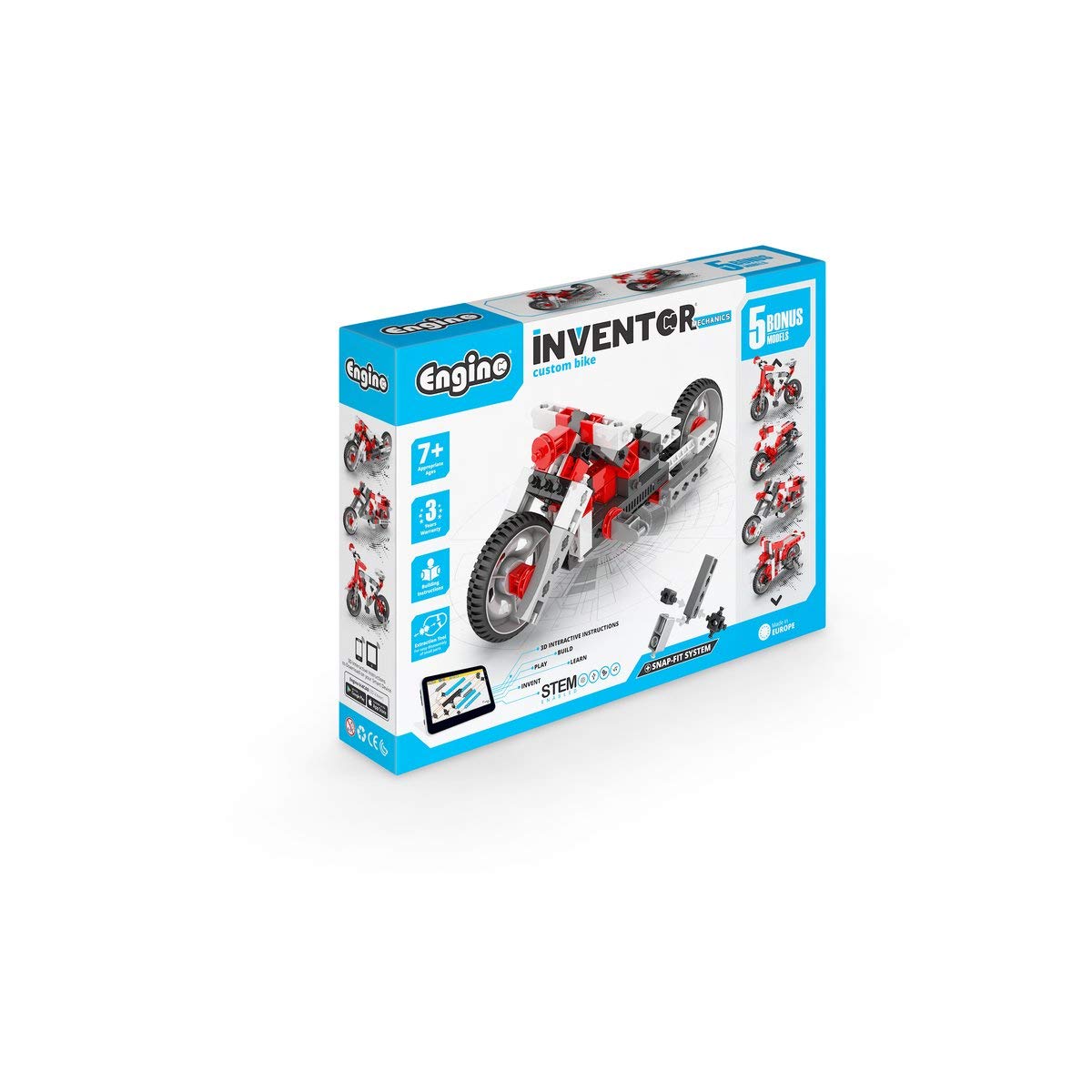 Engino Inventor Custom Bike with 5 Models Mechanics and Construction Toy