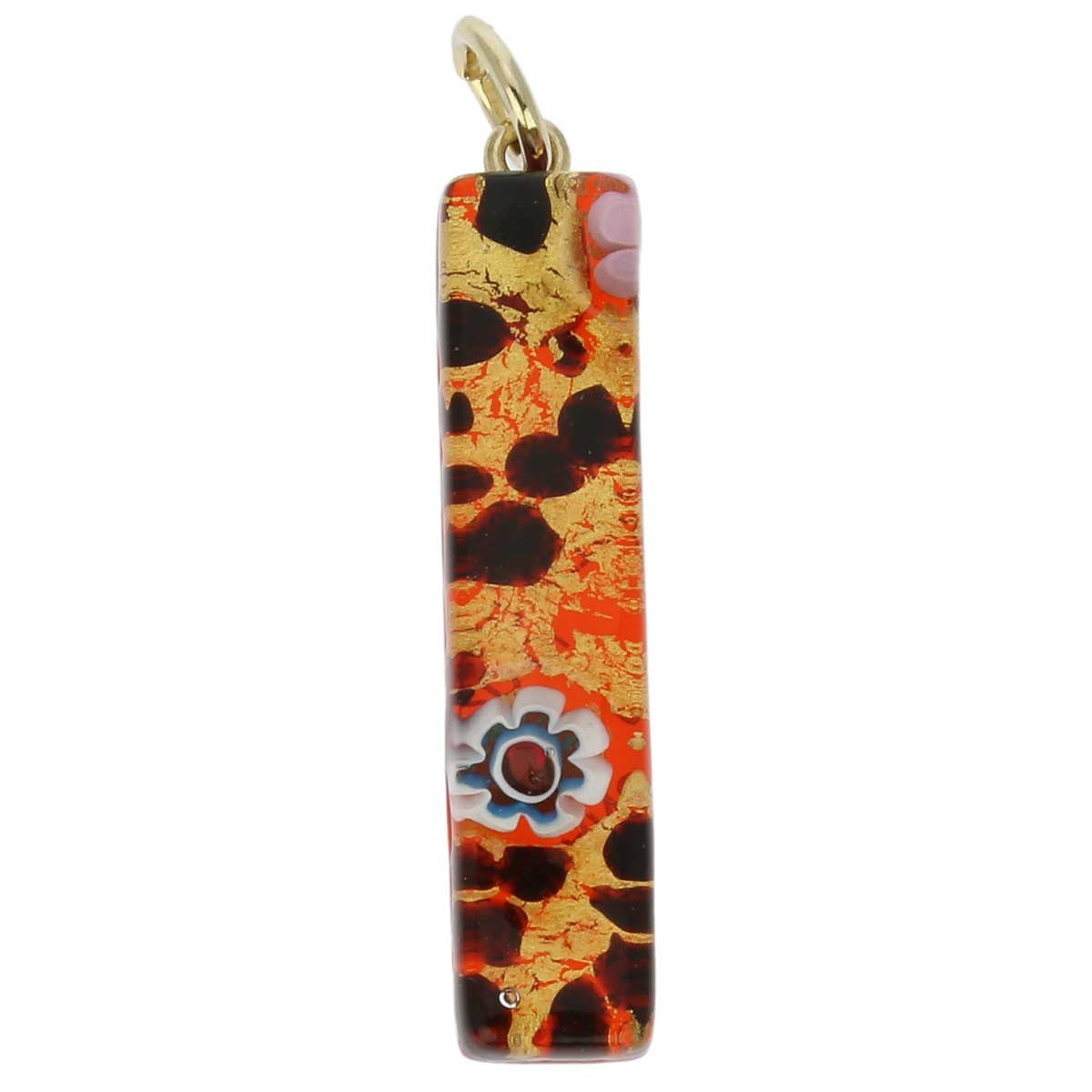 Glass Of Venice Murano Glass Venetian Reflections Stick Pendant - Gold Millefiori