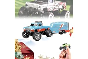 RipRush Mini Monster 1:64 Off-Road LED Alloy Racer – Rip Rush Compact Remote Control Truck with LED Lights, 2.4GHz Racing Sys