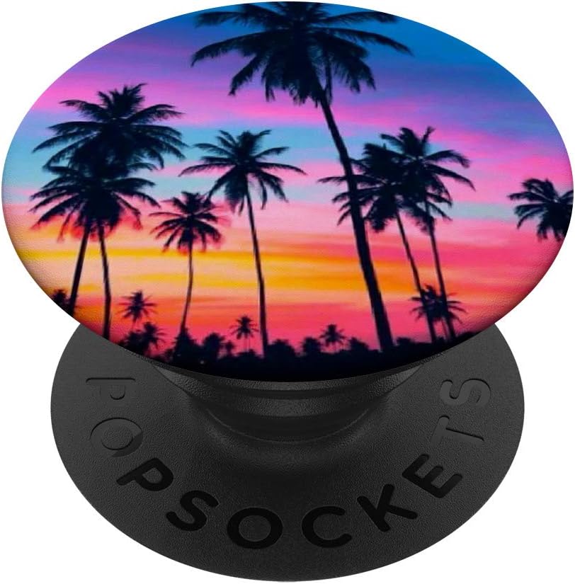 Amazon Com Tropical Paradise Sunset Beach Palm Trees Gift Popsockets Popgrip Swappable Grip For Phones Tablets