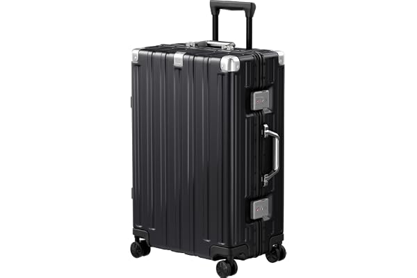 Krute Luggage PC+ABS Aluminum Frame Zipperless Checked Luggage Lightweight Hardshell Suitcase with TSA Lock Spinner Wheels 24