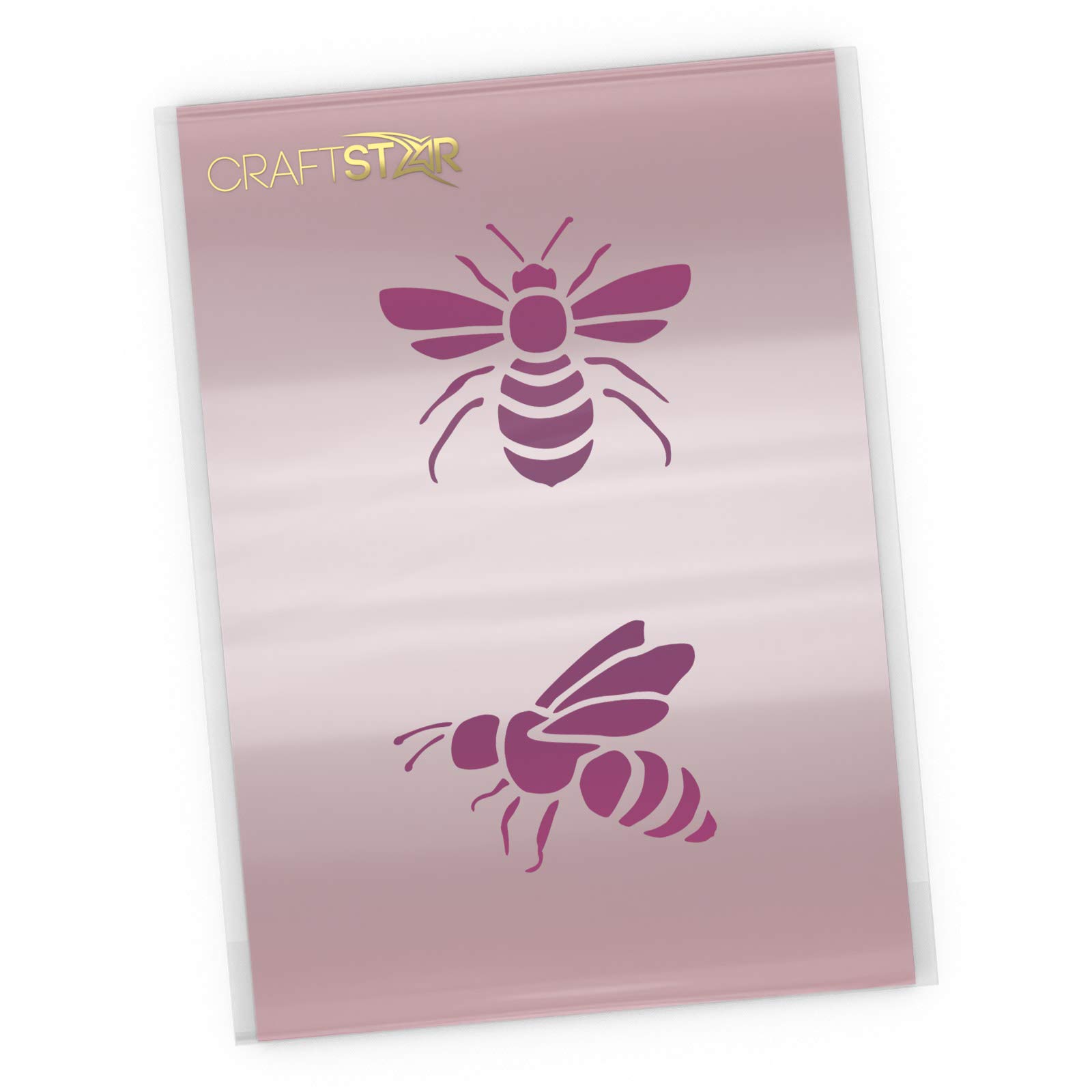 CraftStar Bees Stencil Set - 2 x Reusable 7cm Bee Stencil Templates