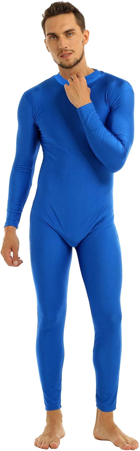 Freebily Herren Body Langarm Overalls Catsuit Ganzkörperanzug Sportbody Trainingsanzug Jumpsuit