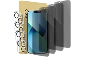 4 Pack Privacy Screen Protector for iPhone 13 [6.1 inch] + 4 Pack Camera Lens Protector, Anti Spy Private Tempered Glass Film