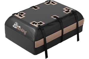 Asinking Car Rooftop Cargo Carrier Bag, 15 Cubic Feet Waterproof Roof Cargo Bag for Sedan SUV Minivan, Fit Vehicles with/Without Roof Rack, Sidebars & Crossbars - Max Size 44" L x34 W x17 H