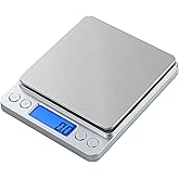 Small Digital Scale,3kg/0.1g,Kitchen Scale,Food Scale,with Blue Backlit LCD Display, 6 Units, Auto Off, Tare, PCS Function, S