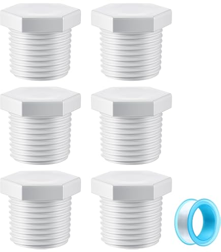 6 Pack Push-to-Connect Plumbing Fittings, 1/2" Pushfit End Cap Fittings