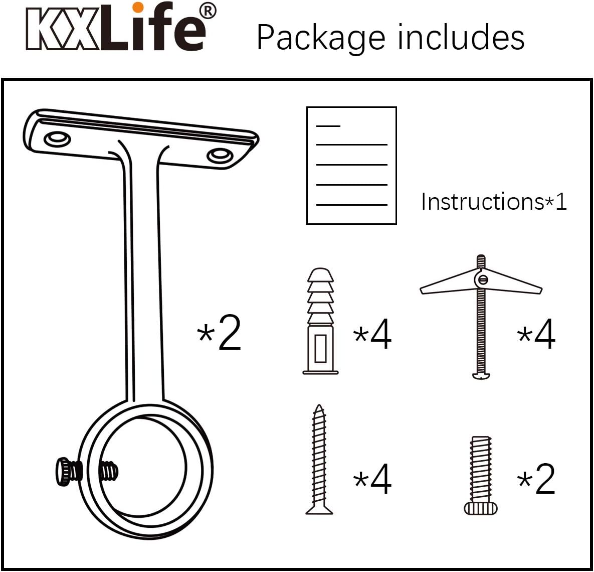 KXLIFE Ceiling Bracket for Curtain Rod, Heavy Duty Curtain Rod Ceiling-Mount Bracket, (Set of 2, Black): Home & Kitchen