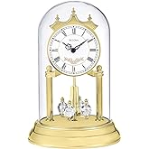Bulova B8821 Heather Anniversary Clock | 9" Glass Dome Design | Rotating Crystal Pendulum | Westminster Chime | Engraving Plate
