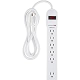 Amazon Basics - Protector de sobretensiones de 6 tomas, cable de 1.82 m de largo, 790 julio, color blanco