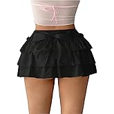 Milumia Women's Y2K Bow Kont Elastic Waist Layered Ruffle Hem Mini Skirts