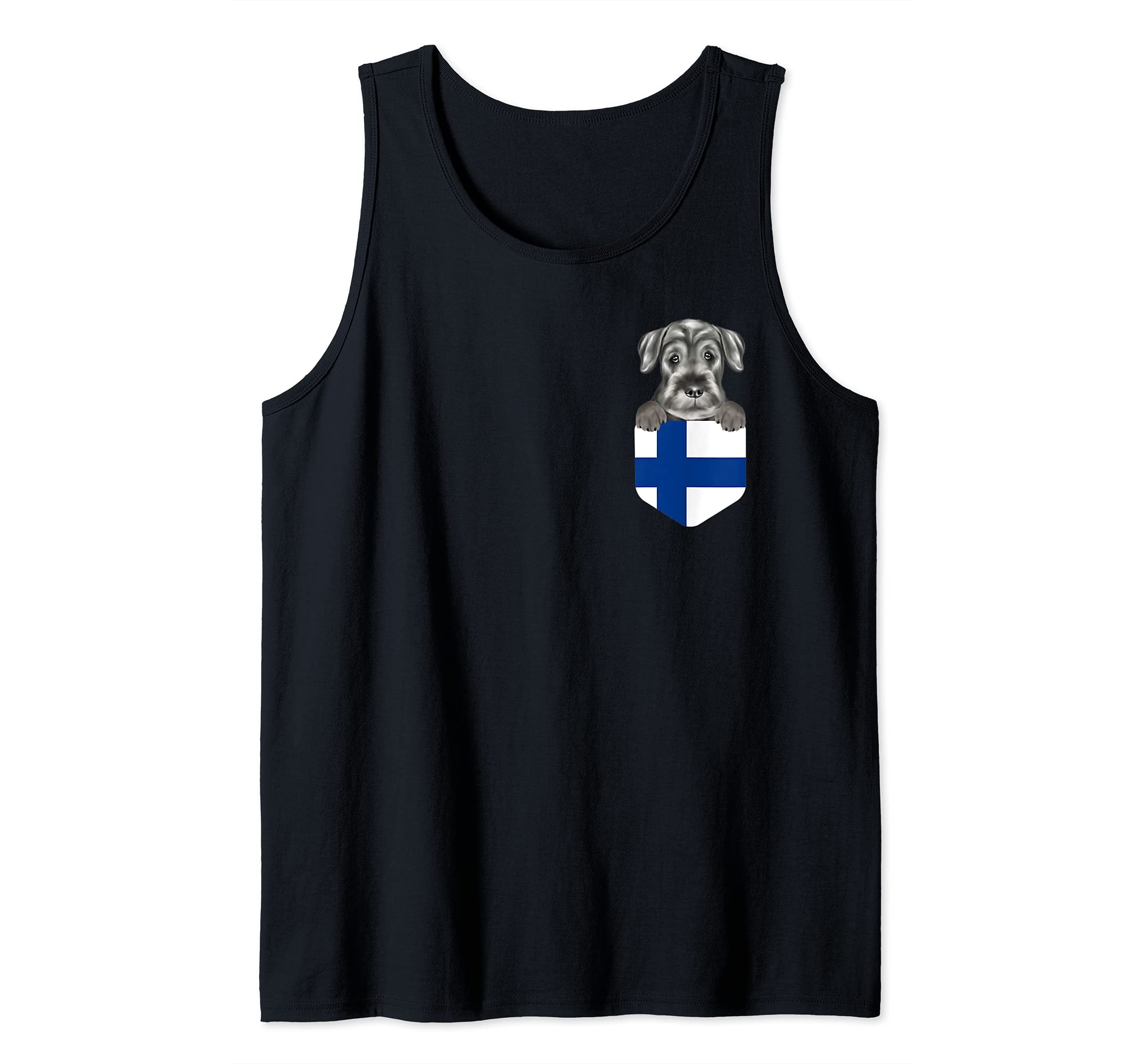 Finland Flag Standard Schnauzer Dog In Pocket Tank Top