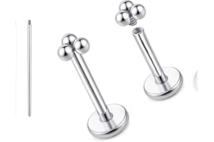 limerencia 18G Pure Titanium Body Piercing Jewelry, G23 Hypoallergenic Flat Back Internally Threaded Tragus Helix Cartilage C
