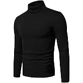 Askdeer Men's Turtleneck Shirts Cotton Long Sleeve Thermal Pullover Sweater Lightweight Thermal T-Shirts