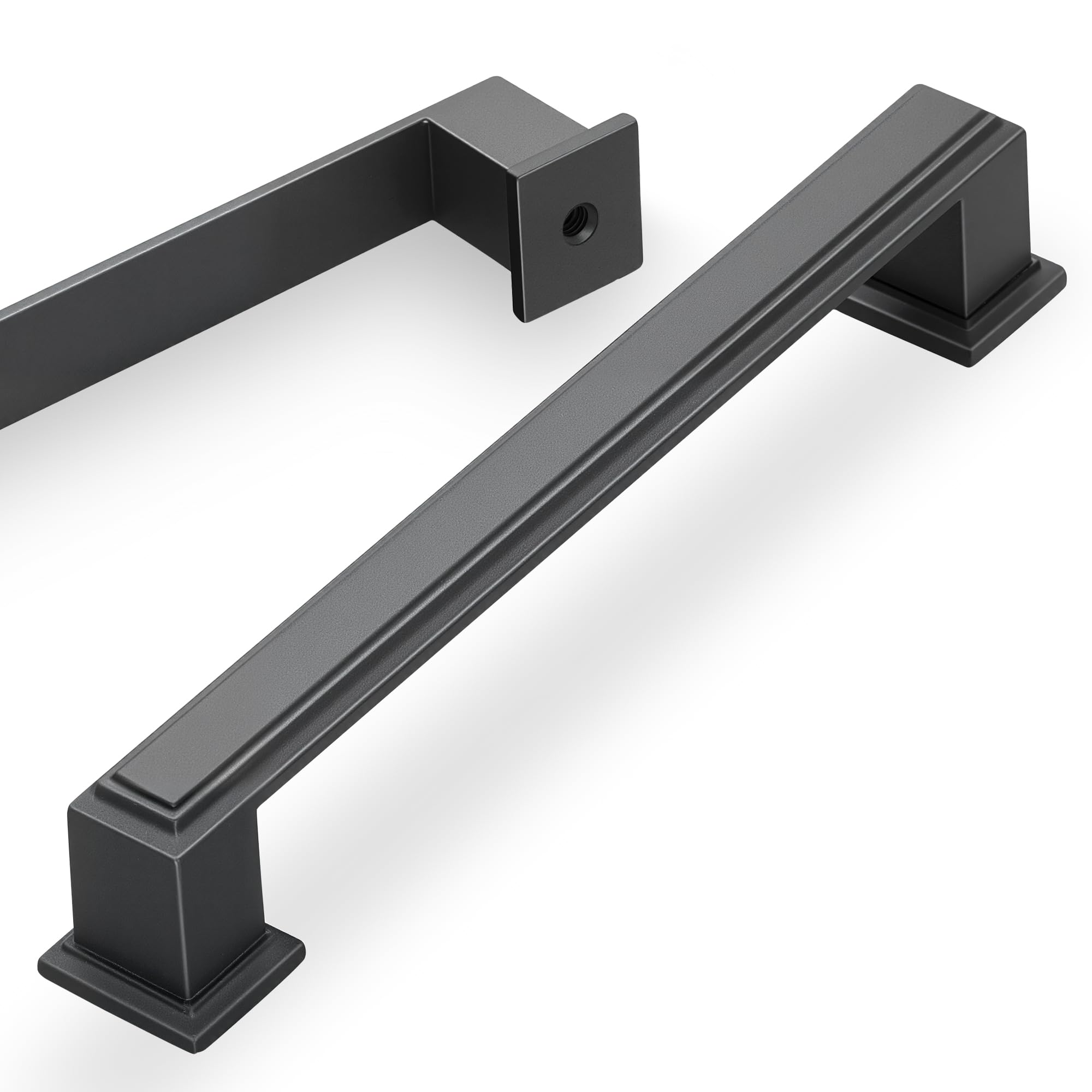 Photo 1 of 10 Pack 5 Inch(128mm) Hole Center Matte Dark Gunmetal Gray Modern Cabinet Pulls Kitchen Cabinet Handles Kitchen Cabinet Hardware Timeless Drawer Pulls for Dresser Cupboard Wardrobe, Gray(5x10)