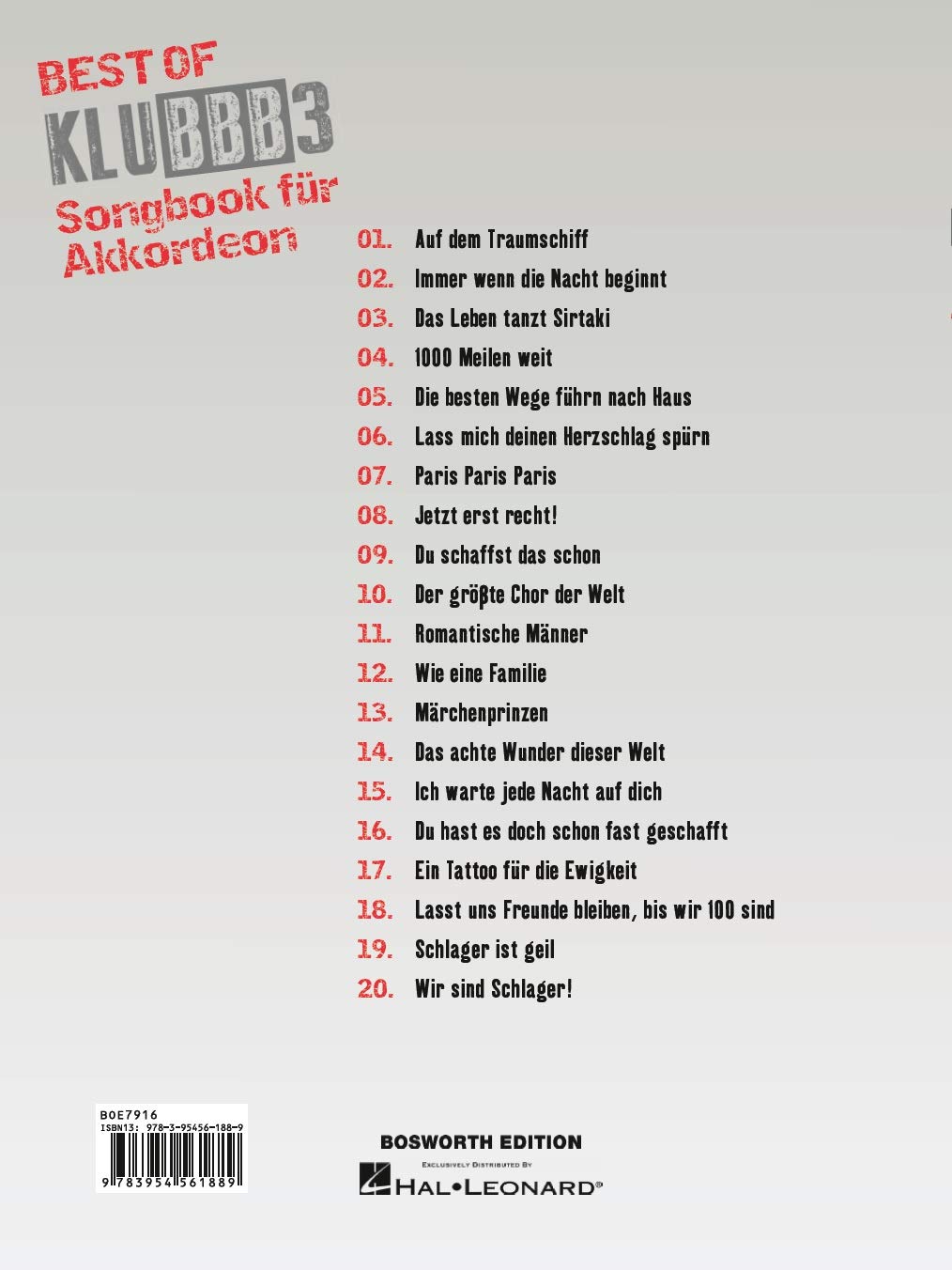 Best Of Klubbb3 Songbook Fur Akkordeon Bosworth Edition 9783954561889 Amazon Com Books