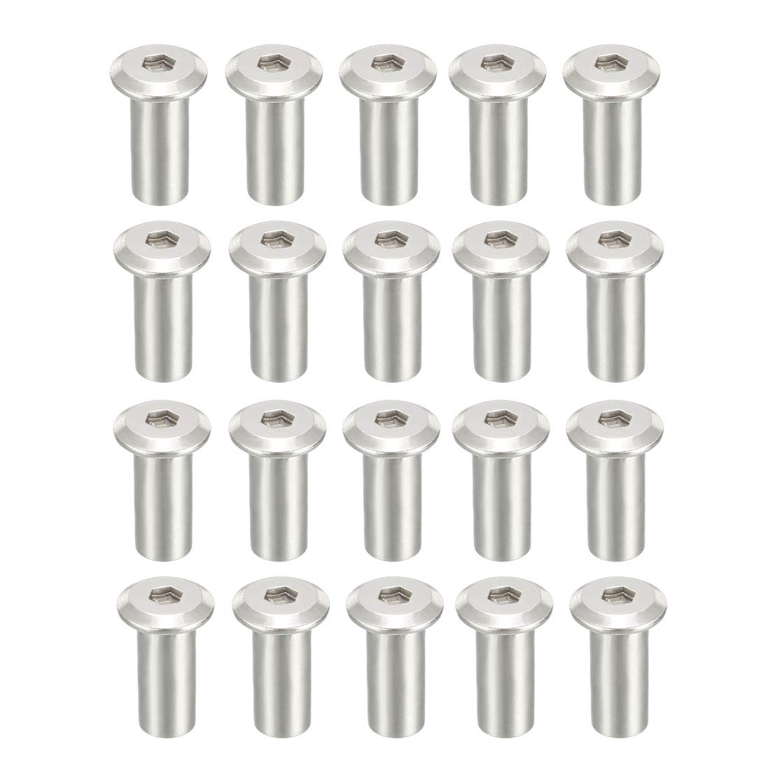 uxcell M6x17mm Rivet Hex Socket Head Insert Nut Screw Post Nickel Plated 20pcs