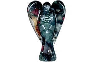 ANAYA AGATE Angel Statue – 2" Beautiful Gemstone Guardian Angel – Natural African Bloodstone Crystal Angel – Hand-Carved Angel Charms for Protection, Love, Peace, and Positive Energy – Angel Figurines