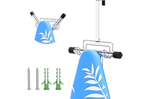 LOXSUN Ironing Board Holder Wall Mount/Over The Door Ironing Board Hanger, Laundry Rooms Metal Iron Board Holder Wall Mount for Y or T Leg (Silver)