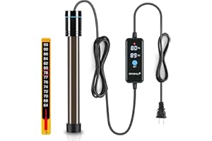 Orlushy 500W Submersible Aquarium Heater, Adjustable Fish Tank Heater with Digital Display External Controller, Overheat Protection and Free Thermometer for 55-80 Gallons Freshwater and Saltwater Tank