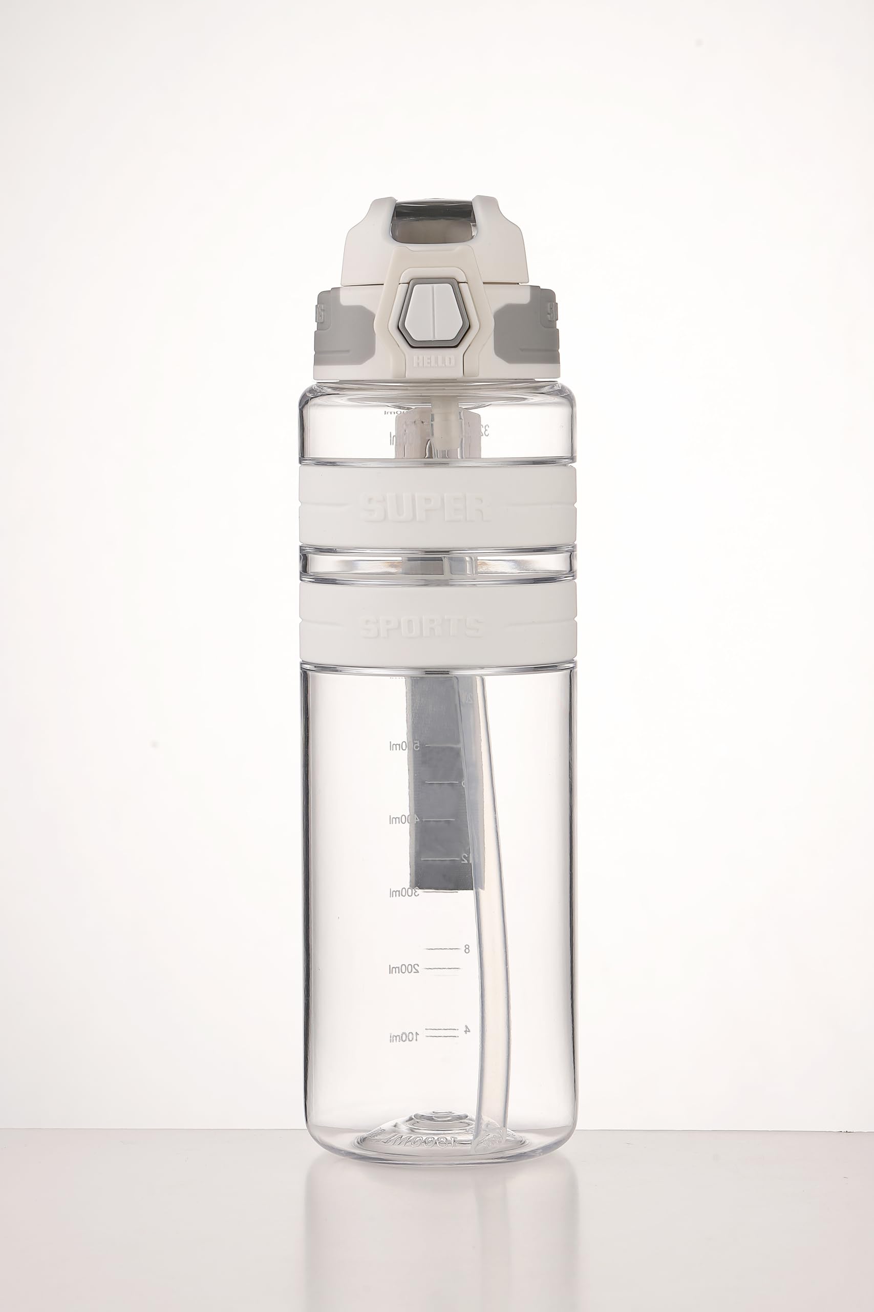 Sports Water Bottle, BPA FREE Tritan Plastic, Leak Proof Water Bottle With Filter, Flip Top, Sports Cup, Drink Bottles (White, 500ml)