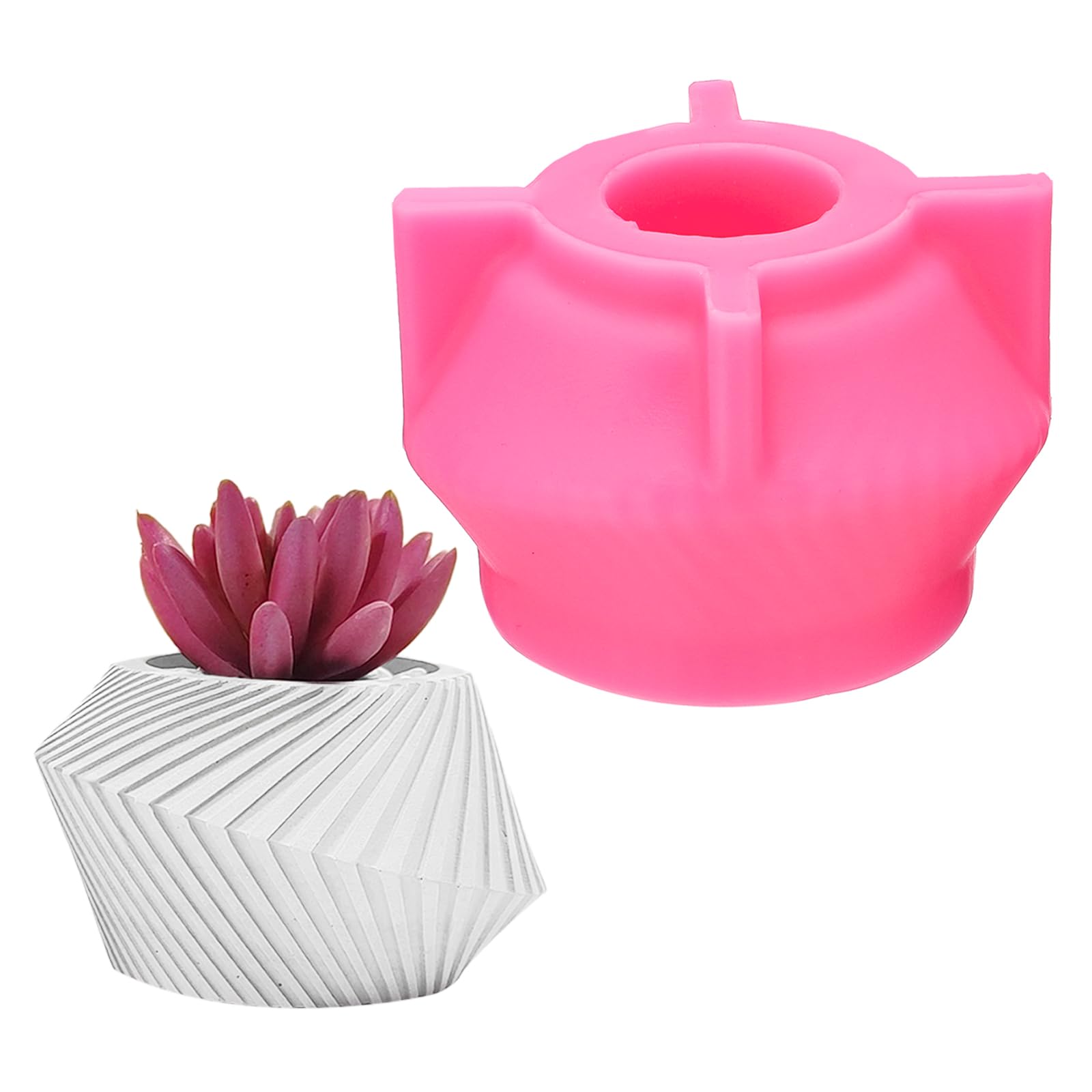 PATIKIL Silicone Mould Pot, 4.7x2.8 Inch Concrete Flower Pot Moulds for DIY Succulent Planter Candle Pen Holder Mould, Pink