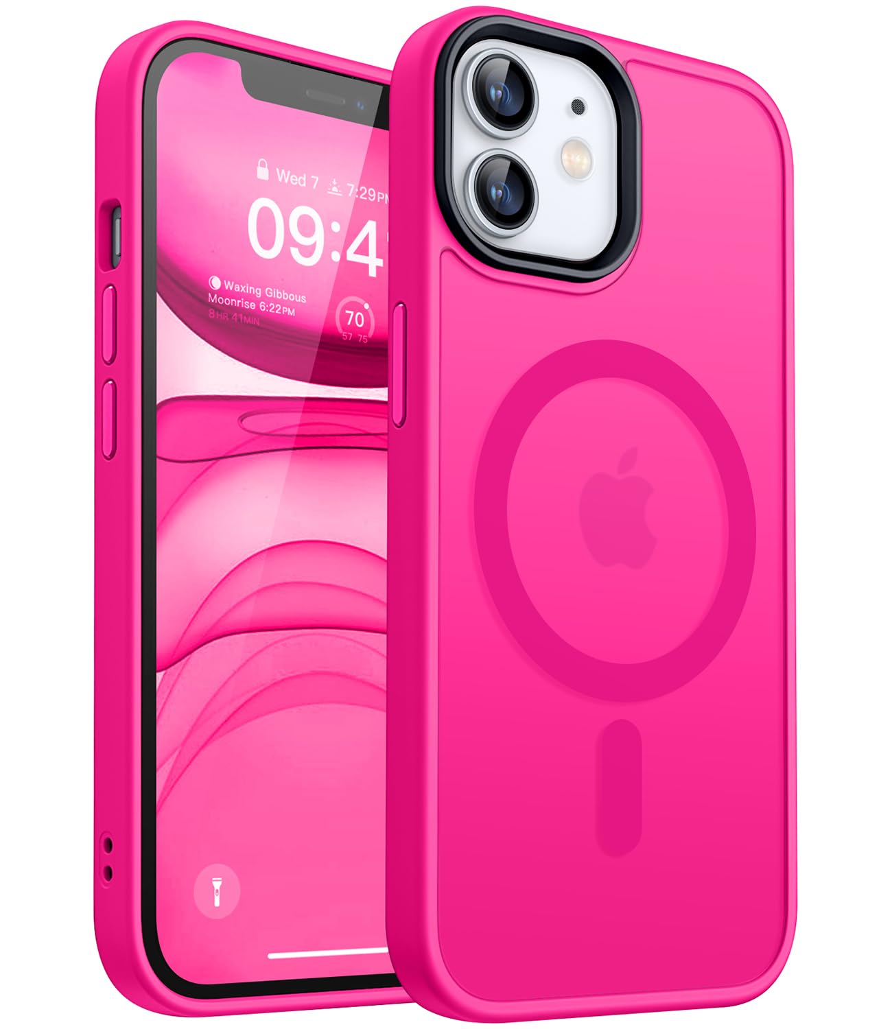 CANSHN Magnetic Compatible with iPhone 11 Case [Compatible with Magsafe] [Translucent Matte] Slim Thin Shockproof Protective Bumper Cover Phone Case Cover 6.1 Inch - Hot Pink