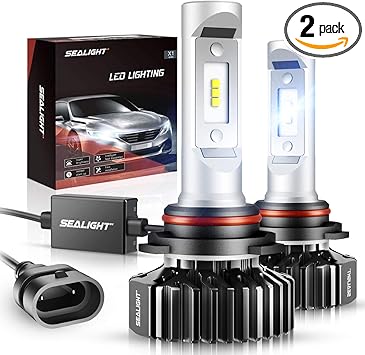 sealight 9006 hb4 led headlight bulbs 10000lm 12 csp chips 6000k xenon white non polarity