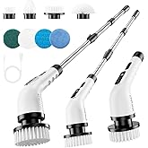 PKBD Electric Spin Scrubber, 2025 Upgrade Waterproof Cordless Scrubber with 8 Replaceable Heads, Electric Quantity Digital Di