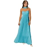 Bridesmaid Dress 2025 Flowy Strapless Pleated Chiffon Long Prom Dresses with Scarf Formal Gown for Women