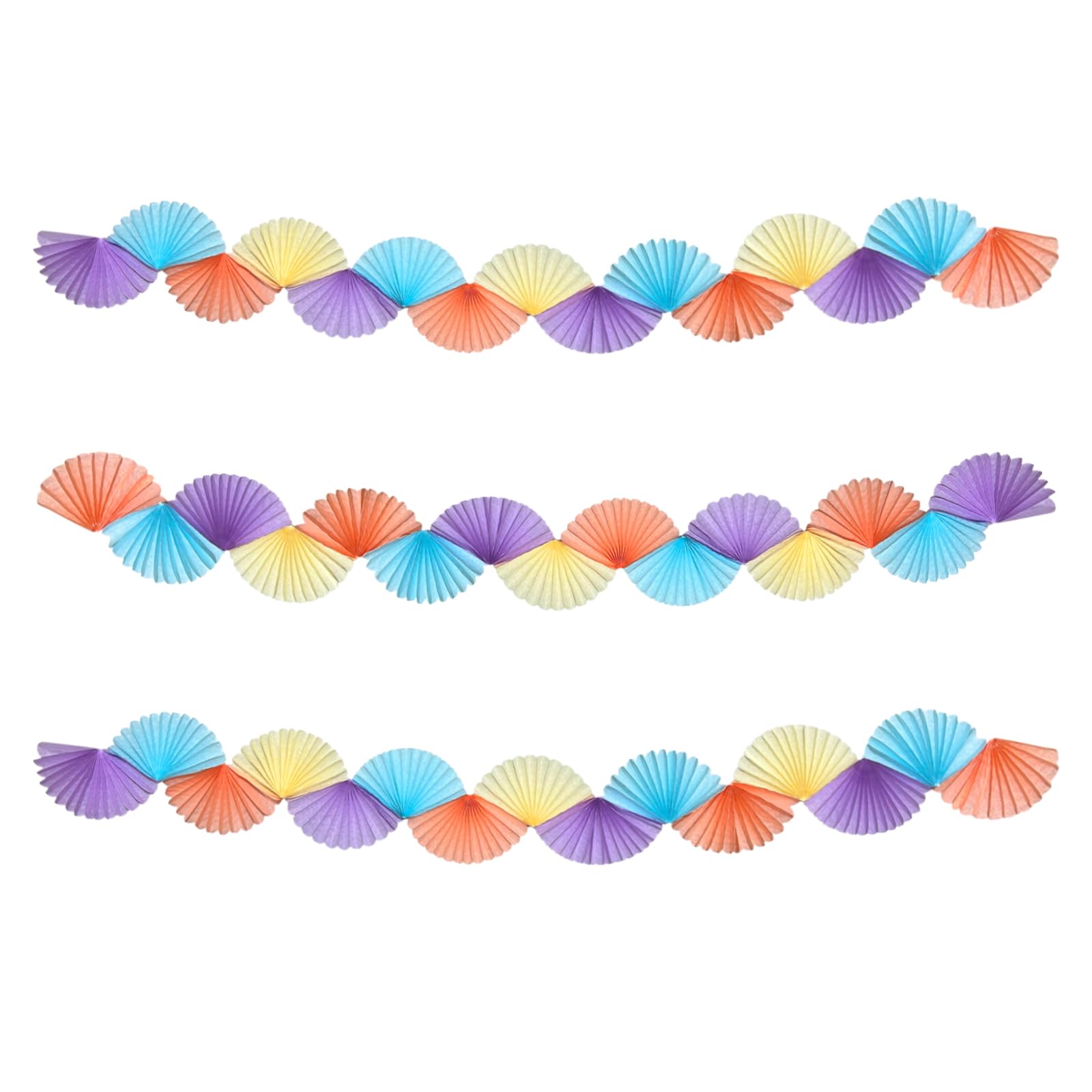 Photo 1 of 3 Pack Pastel Paper Fan Garland, 15.6 FT Colorful 3D Background Ceiling Hanging Decor for Wedding, Birthday, Bachelorette Party, Easter Decor
