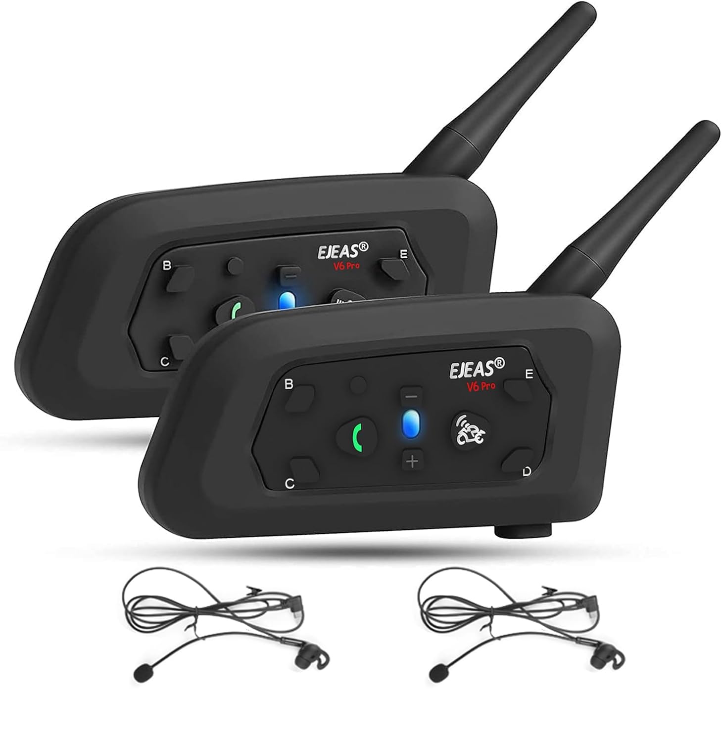 EJEAS V6C Referee Bluetooth Intercom, 850 mAh Full Duplex 1200 M Wireless Bluetooth Interphone with Referees Headset and Running Armband for Soccer Hockey Rugby Sport, USB-C (Pack of 2)