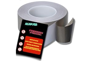 rejopfad Faraday Tape Nickel Copper Faraday Fabric Tape 20ft Shielding Conductive Material for Connect Faraday Fabrics, Grounding， Electrical Repairs, EMI Shielding, RFID Signal Blocking (2.5 Inch)