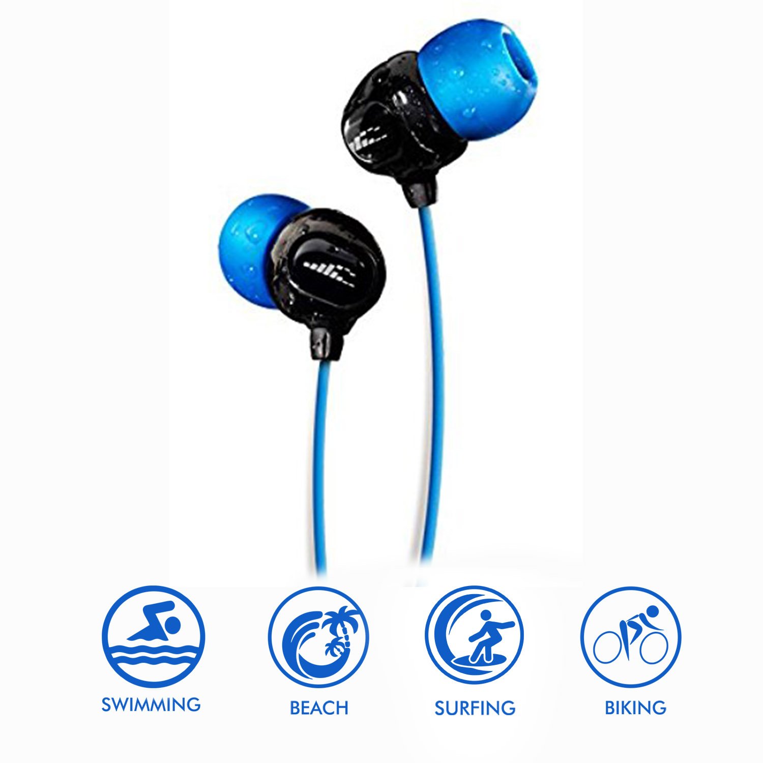 Waterproof Headphones for swimming - SURGE S+ (Short Cord). Best Waterproof Headphones for Swimming Laps by H2O Audio