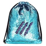 Alritz Mermaid Sequin Drawstring Bags Reversible Sequin Dance Bags Gym Backpacks for Girls