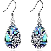 VONALA Dragonfly/Hummingbird Earrings 925 Sterling Silver Teardrop Abalone Shell Dragonfly/Hummingbird Dangle Earrings Jewelry Gifts for Women