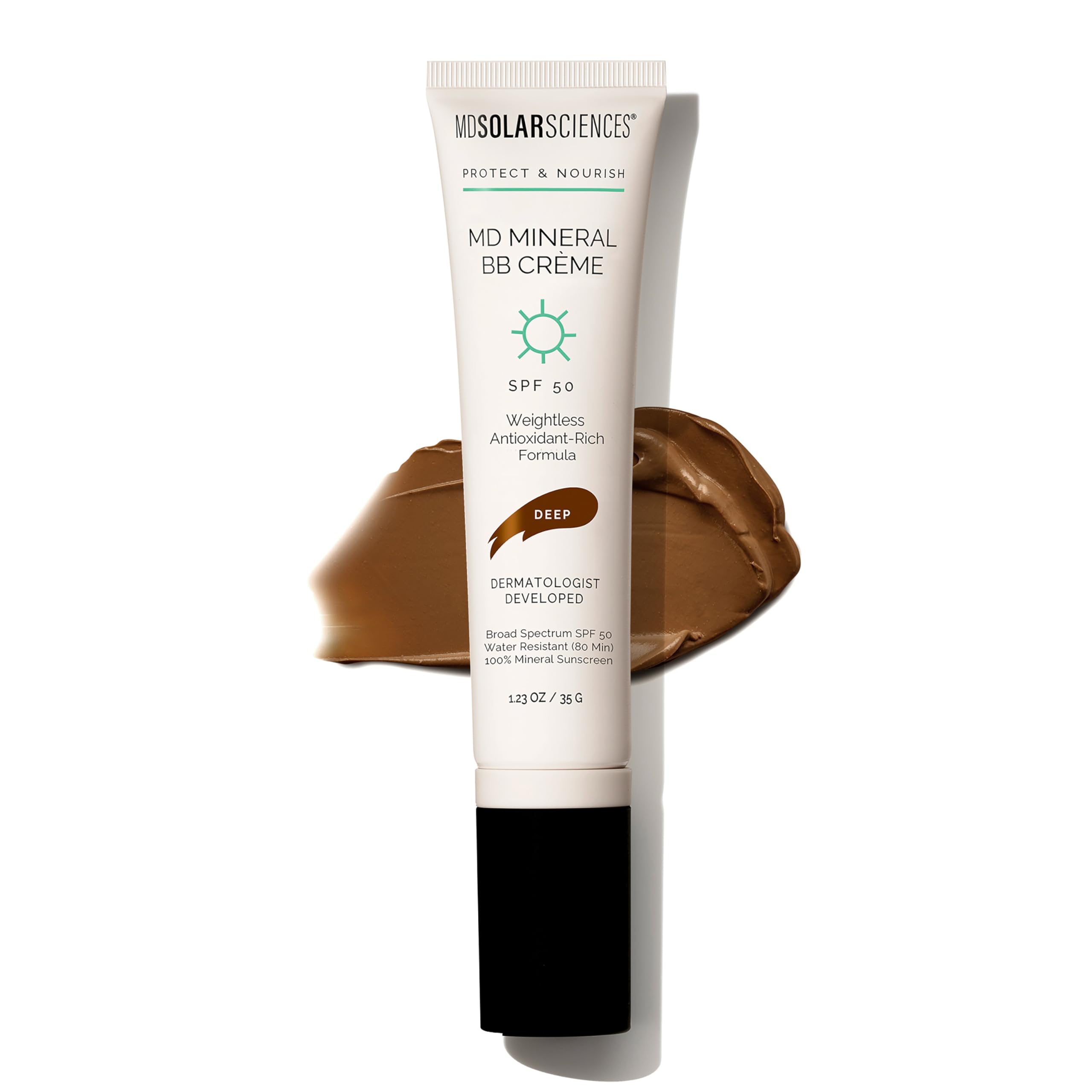 Photo 1 of MDSolarSciences Mineral BB Creme SPF 50 | Hydrating, Sheer Tinted Mineral Sunscreen with Niacinamide, Caffeine & Squalane | Blurring, Anti-Aging, Clean & Reef Safe | Deep 1.23 oz