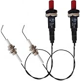 Piezo Igniter Kit 11.8" 2 Set Ceramic Electrode Gas Appliance Repair Parts | Push Button Repair Part for Stove, Heater, Propane &amp; Natural Gas, Long Wire Universal Fitting