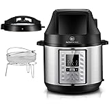 6.5Qt Pressure Cooker and Air Fryer Combos, 21-in-1 Programmable Pressure Pot with Detachable Pressure & Crisp Lid, LED Digit