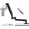 Neewer Low Profile Mic Arm Desk Mount, 360° Swivel Boom Arm with Pneumatic Damping Adjustable, Cable Management, Compatible with Shure MV7 SM7B Blue Yeti Gaming Streaming Podcast Microphone, MS002