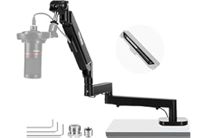 Neewer Low Profile Mic Arm Desk Mount, 360° Swivel Boom Arm with Pneumatic Damping Adjustable, Cable Management, Compatible with Shure MV7 SM7B Blue Yeti Gaming Streaming Podcast Microphone, MS002