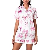 Yiulangde Cowboys Boot Pajamas for Women Y2k 2 Piece Heart Bow Preppy Pjs Coquette Short Sleeve Shirts Matching Pj Shorts Set