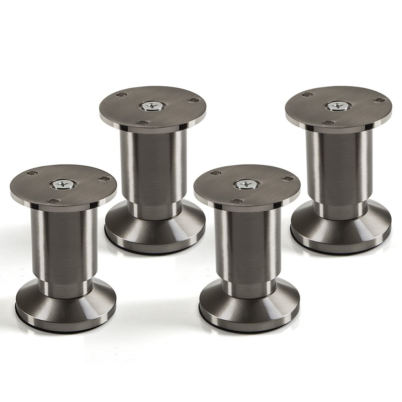 Set of 4 SO-TECH® Furniture Legs "Alpha" Adjustable Height Stainless Steel Finish Brushed Loading Capacity up to 250 kg