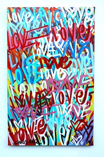 CHRIS RIGGS Original Love Peace Happy Fun Painting 36" x 58" Pop street art spray paint NYC acrylic contemporary modern art urban ready to hang