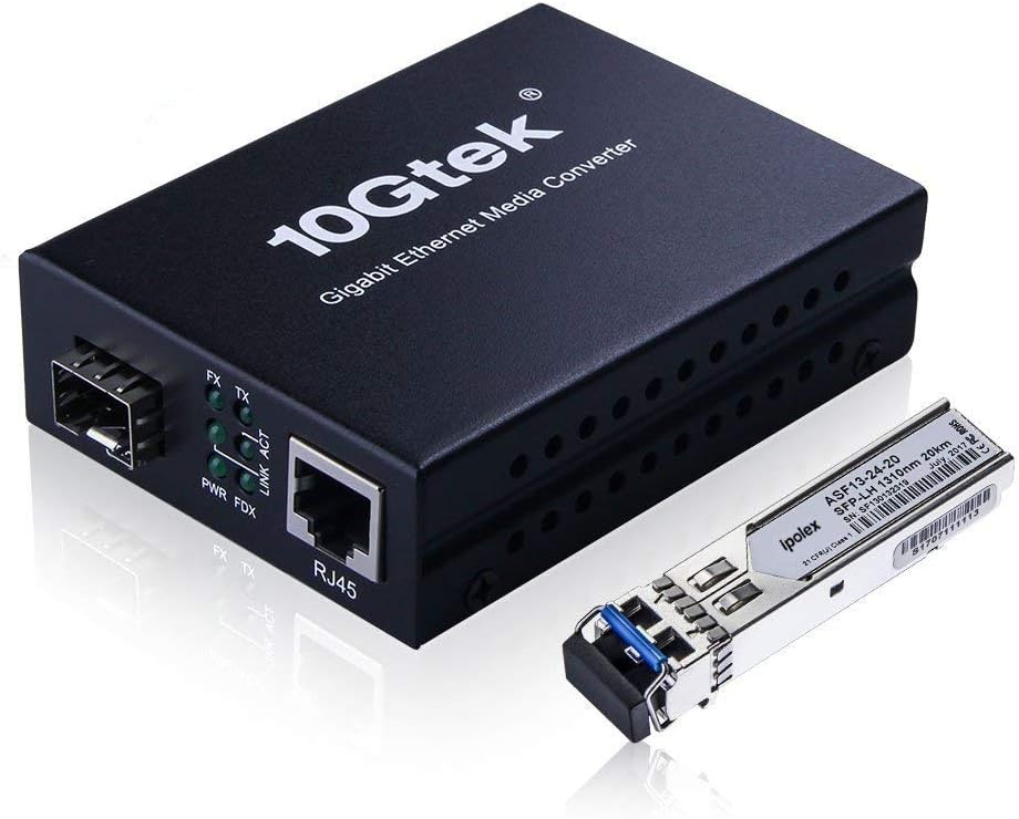 ipolex Gigabit Ethernet Media Converter, 1.25G SFP Port, packed with a SFP-LX Transceiver(1310-nm, 20km@OS1OS2SMF)