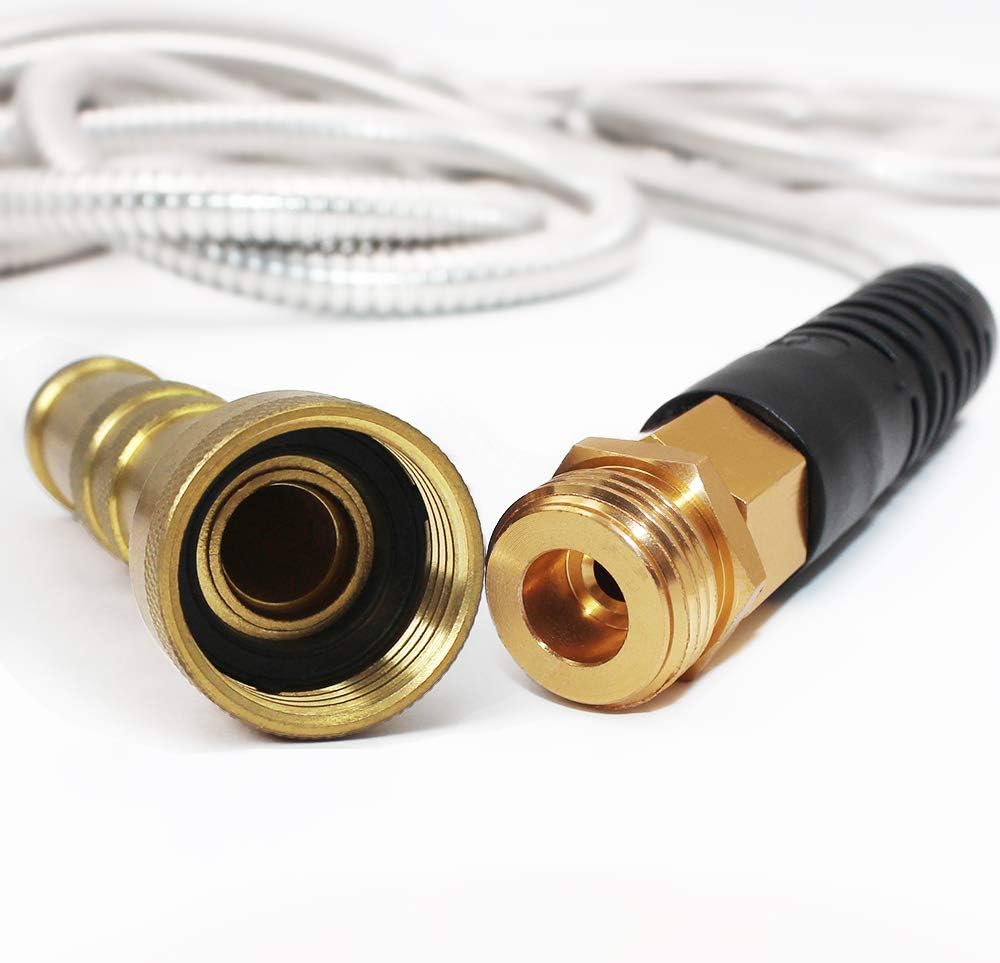Cesun 25 Feet 304 Stainless Steel Metal Garden Hose with Solid Brass Nozzle, Lightweight Portable Durable Cool to The Touch, Flexible and No Kink, Tangle Puncture Resistant (25 Feet Upgraded) : Garden & Outdoor